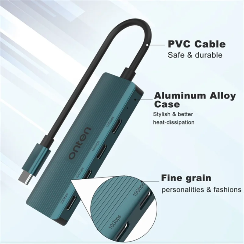 ONTEN UC620 15cm Cable Type-C to 4xUSB-C USB3.2 Gen2 Ports USB Hub Laptop Phone Adapter