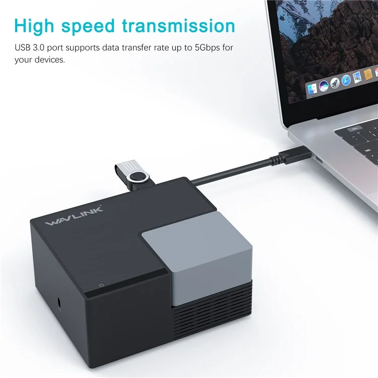 WAVLINK UG76PD2 USB-C Dual HD Universal Docking Station with 3.5mm Audio + Gigabit Network Port - AU Plug
