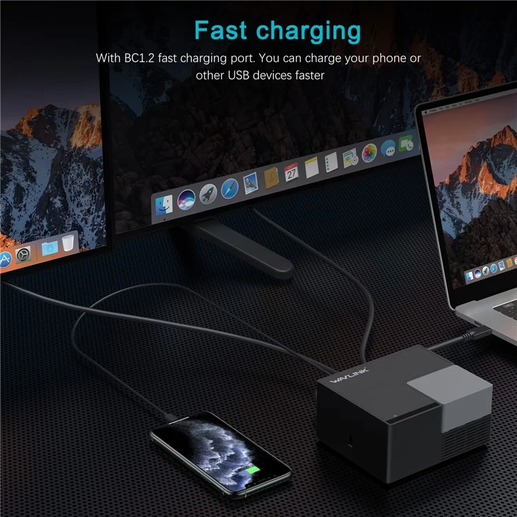 WAVLINK UG76PD2 USB-C Dual HD Universal Docking Station with 3.5mm Audio + Gigabit Network Port - AU Plug