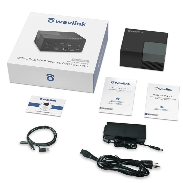 WAVLINK UG76PD2 USB-C Dual HD Universal Docking Station with 3.5mm Audio + Gigabit Network Port - AU Plug