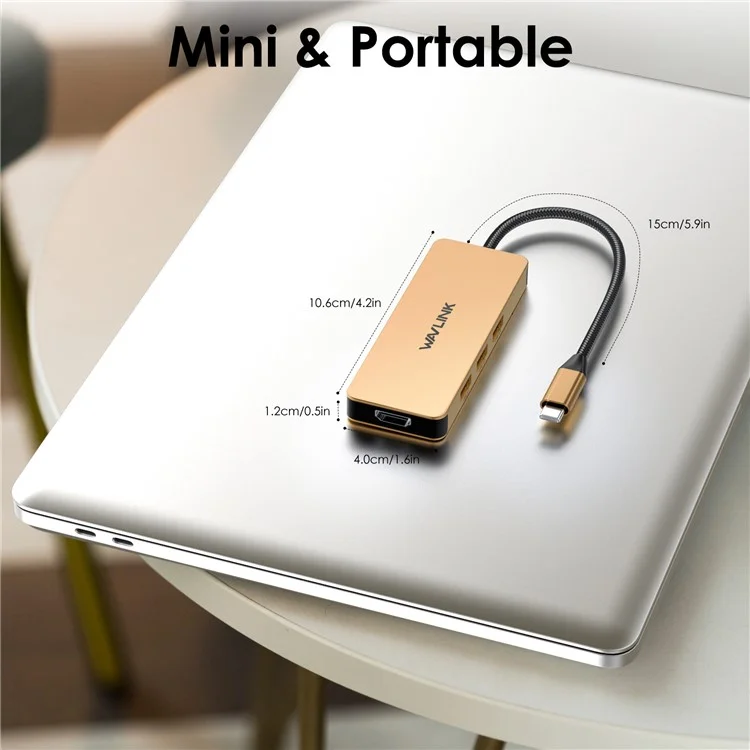 WAVLINK UHP3416 7-in-1 USB-C to 4K HD 100W PD Charging SD / TF Card Reader Docking Station - Rose Gold