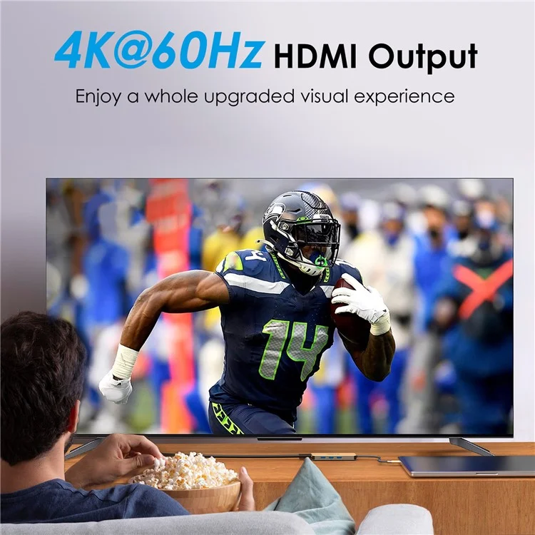 WAVLINK UHP3416 7-in-1 USB-C to 4K HD 100W PD Charging SD / TF Card Reader Docking Station - Rose Gold