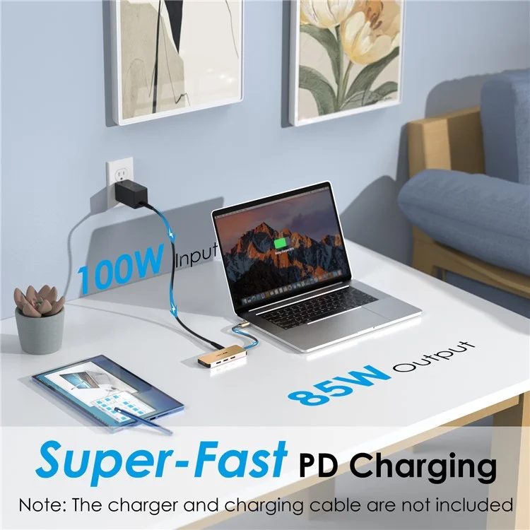 WAVLINK UHP3416 7-in-1 USB-C to 4K HD 100W PD Charging SD / TF Card Reader Docking Station - Rose Gold