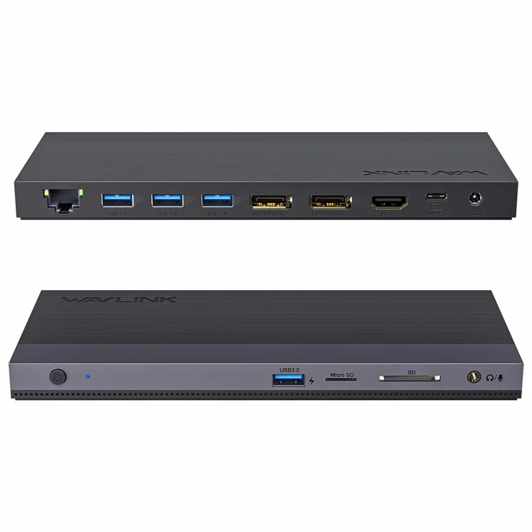 WAVLINK UMD01R Pro 13-in-1 Laptop Docking Station 2x DisplayPort and HD 4x USB 3.0 SD / TF Card Reader - AU Plug