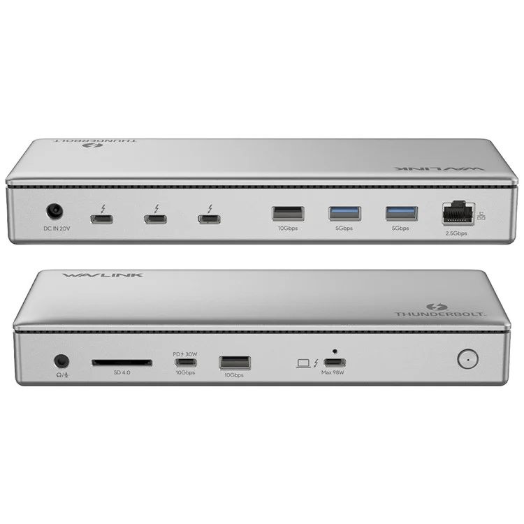 WAVLINK UTD43 PRO 12-in-1 Thunderbolt 4 Docking Station Support Single 8K / Dual 4K Display 40Gbps Transmission - US Plug