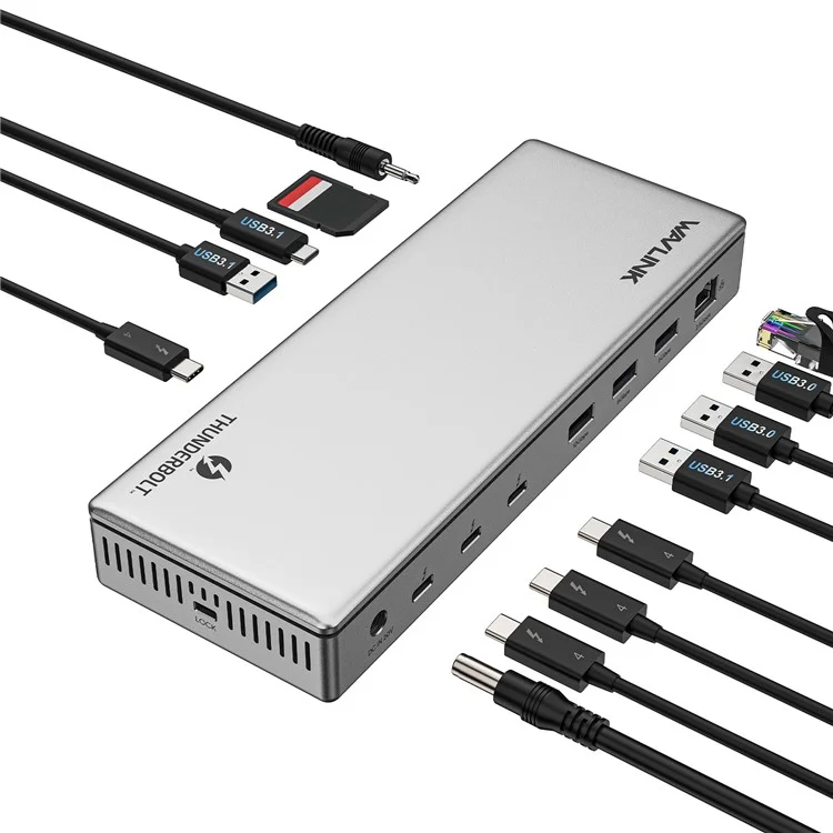 WAVLINK UTD43 PRO 12-in-1 Thunderbolt 4 Docking Station Support Single 8K / Dual 4K Display 40Gbps Transmission - US Plug