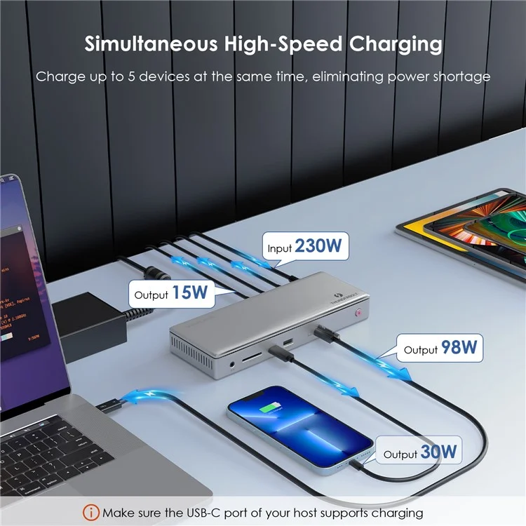 WAVLINK UTD43 PRO 12-in-1 Thunderbolt 4 Docking Station Support Single 8K / Dual 4K Display 40Gbps Transmission - US Plug