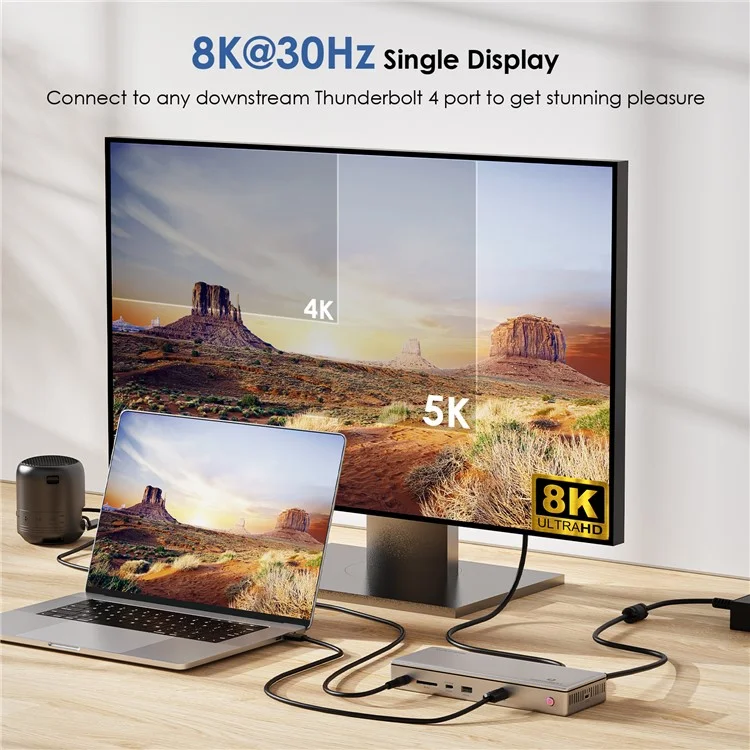 WAVLINK UTD43 PRO 12-in-1 Thunderbolt 4 Docking Station Support Single 8K / Dual 4K Display 40Gbps Transmission - US Plug