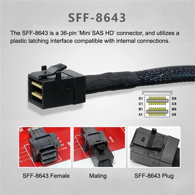 SFF-8643 PCI-E 4.0 Female to U.2 SFF-8639 U.3 NVME Pcie PCI-Express SSD Adapter for Mainboard