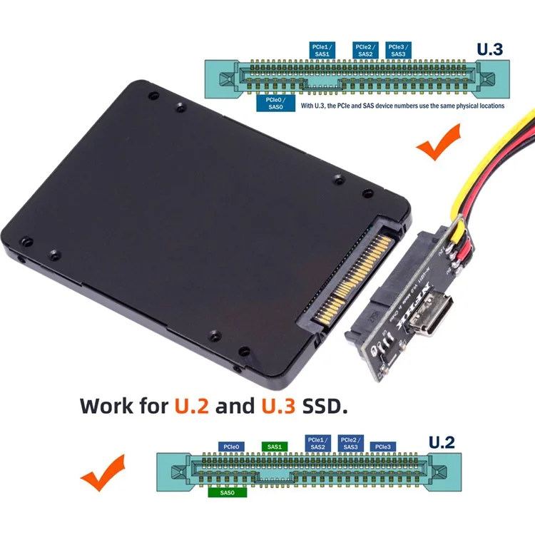 SFF-8611 Oculink Female SFF-8612 to U.2 U.3 SFF-8639 NVME Pcie PCI-Express SSD Adapter for Mainboard