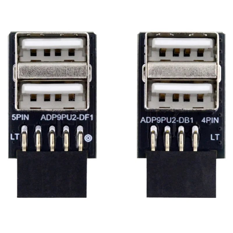 U2-029-AF002 2pcs / Установите 9pin 10pin Motherboge Wame The Wembere to Dual USB 2.0 Женский Адаптер Горизонтальный Тип