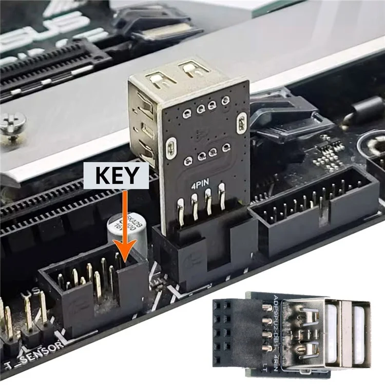 U2-029-AF002 2pcs / Установите 9pin 10pin Motherboge Wame The Wembere to Dual USB 2.0 Женский Адаптер Горизонтальный Тип