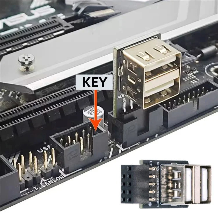 U2-029-AF002 2pcs / Установите 9pin 10pin Motherboge Wame The Wembere to Dual USB 2.0 Женский Адаптер Горизонтальный Тип