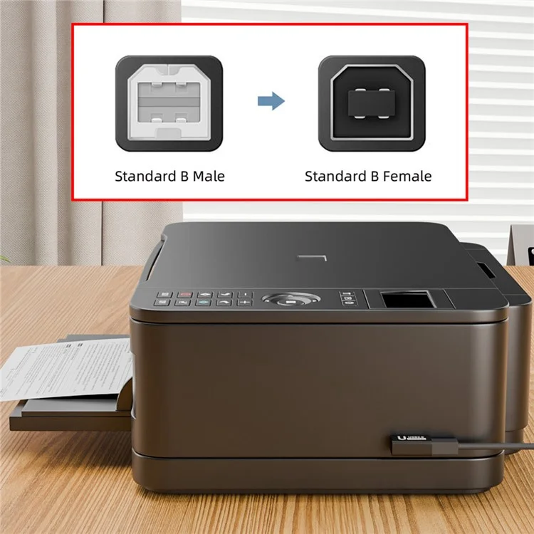 U2-038-BM002 4Pcs / Set USB 2.0 Type-B Male to Female Extension Adapter Horizontal Vertical Angled 90 Degree for Printer Scanner