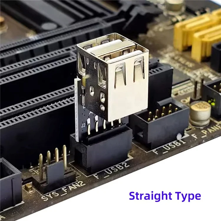 U2-075-2P 3Pcs / Set 9Pin / 10Pin Motherboard Front Panel Header Female to Dual USB 2.0 Female Adapter, Straight+Left+Right Angle