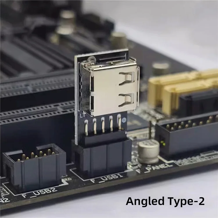 U2-075-1P 3Pcs / Set 9Pin / 10Pin Motherboard Front Panel Header Female to Single USB 2.0 Female Adapter, Straight+Left+Right Angle