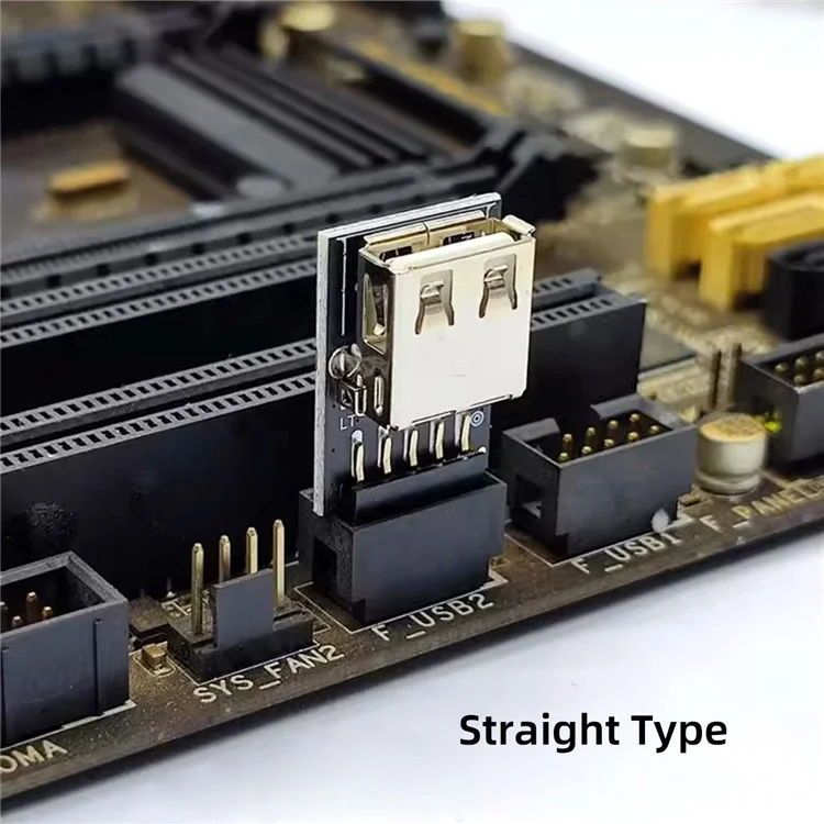 U2-075-1P 3Pcs / Set 9Pin / 10Pin Motherboard Front Panel Header Female to Single USB 2.0 Female Adapter, Straight+Left+Right Angle