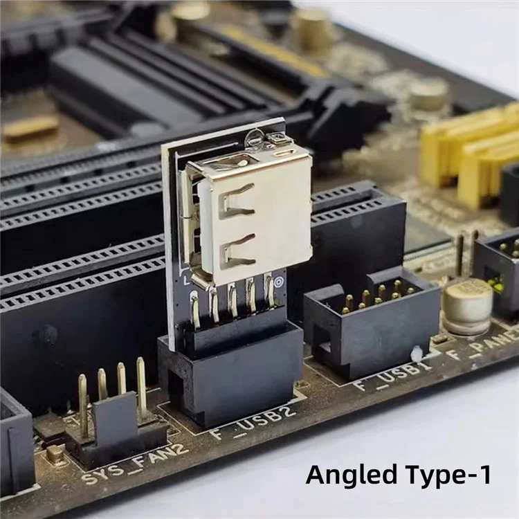 U2-075-1P 3Pcs / Set 9Pin / 10Pin Motherboard Front Panel Header Female to Single USB 2.0 Female Adapter, Straight+Left+Right Angle