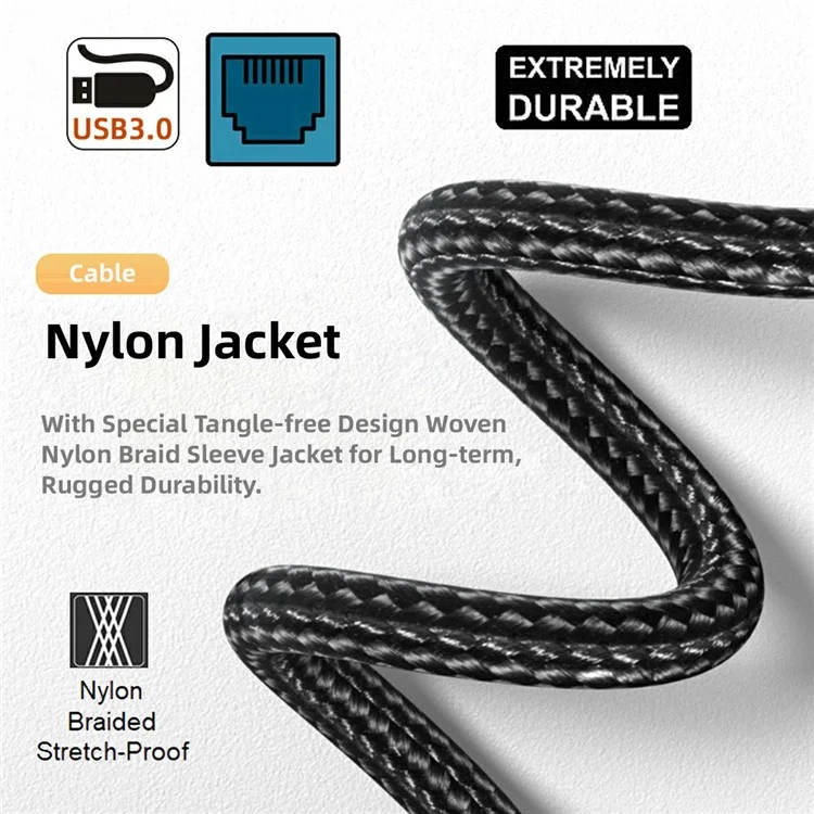 UT-024-AM 1.2m USB to Ethernet Cable USB-A 3.0 to RJ45 Male Cord 1000Mbps Gigabit LAN Network Compatible with USB2.0, AX88179 Chip