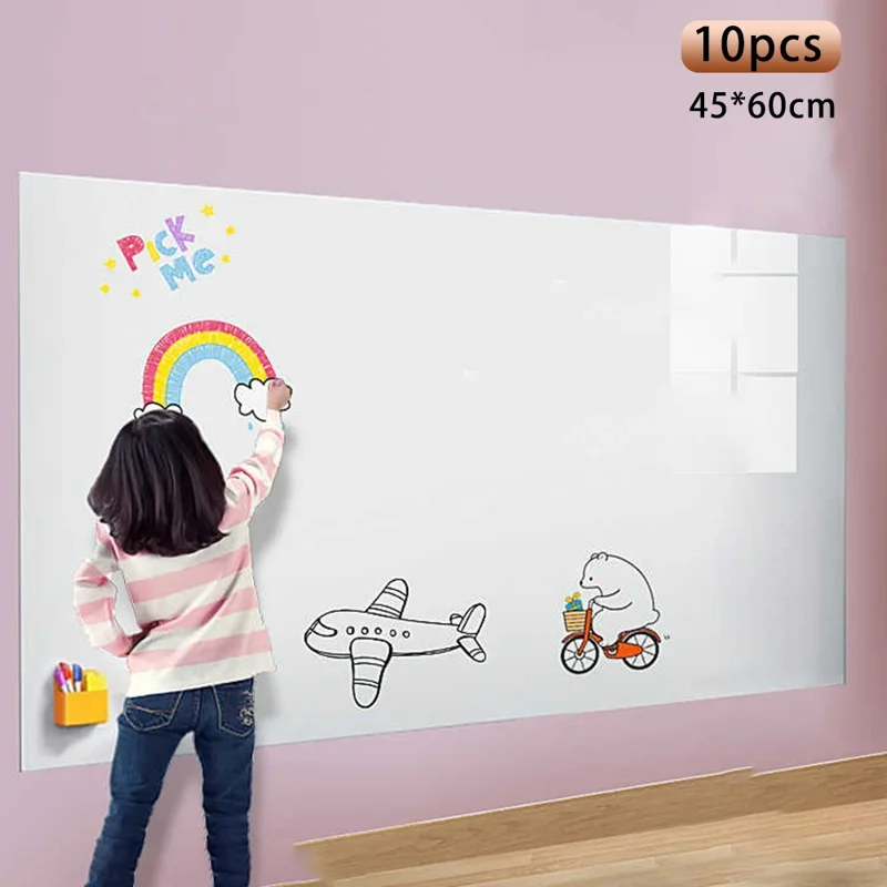 10Pcs 45x60cm Self-Adhesive PET Erasable Graffiti Whiteboard Sticker Removable Home Office Writing Wall Decal