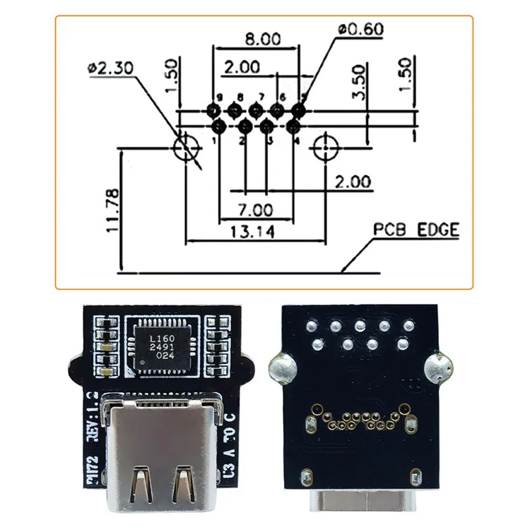 CN-031 Conector hembra tipo C DIY con chip VL160 para reemplazar conector hembra DIP USB3.0 tipo A