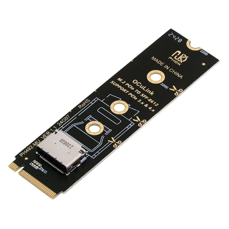 SF-023-2280BK 2280 PCI-E4.0 M.2 M-Key to Oculink SFF-8612 SFF-8611 Vertical Host Adapter