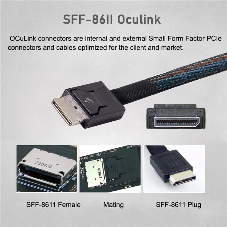 SF-023-2280BK 2280 PCI-E4.0 M.2 M-Key to Oculink SFF-8612 SFF-8611 Vertical Host Adapter