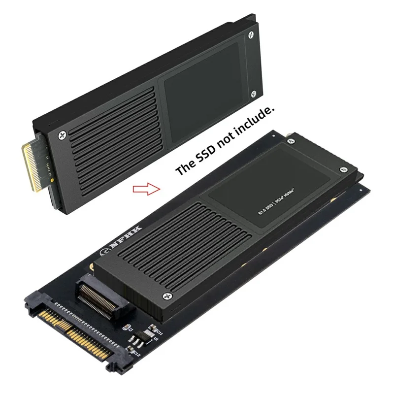 SF-072-PM U.2 SFF-8639 to PCI-E Ruler 1U GEN-Z EDSFF 9.5 / 15 / 25mm SSD E1.S Adapter with Heat Sink