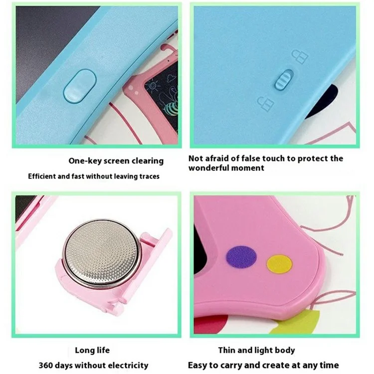 8.5-inch Cartoon Butterfly LCD Handwriting Board Kids Color Drawing Writing Graffiti Memo Pad - Pink