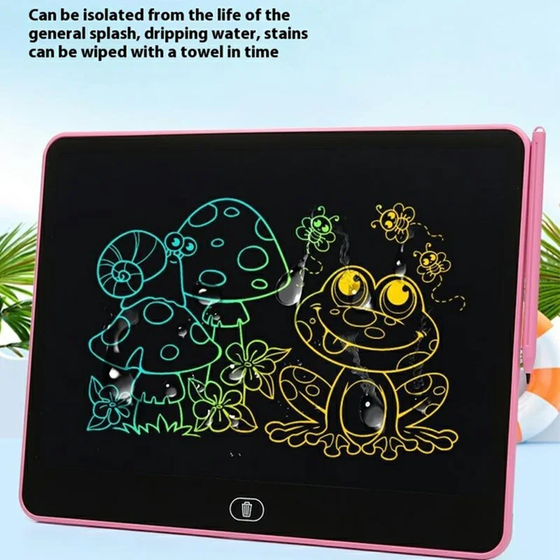 H13 13-inch Horizontal LCD Handwriting Board Kids Color Drawing Writing Graffiti Memo Pad - Pink