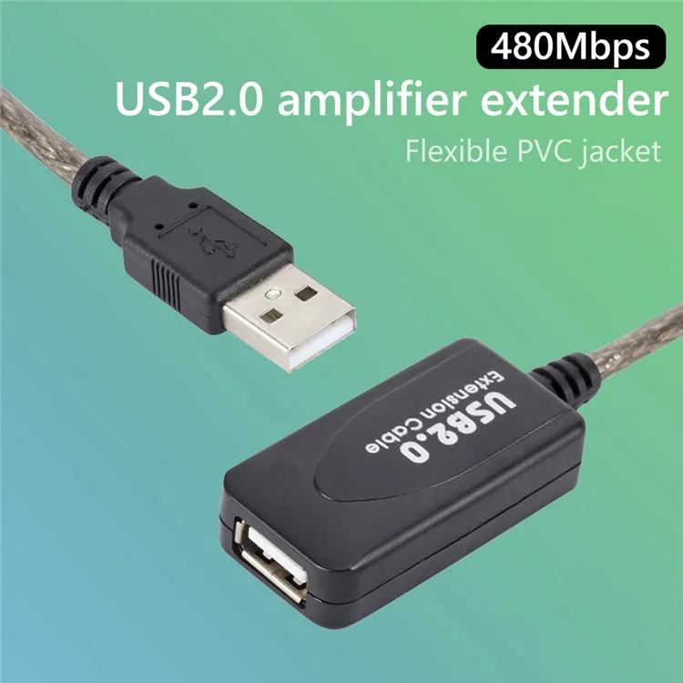 Cordon D'adaptateur USB 5m 480 Mbps Câble Extension de Transmission de Données à Haute Vitesse Mâle à la Femelle Câble D'extension USB 2.0 Câble de Répéteur Actif