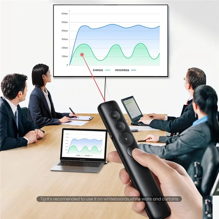 UGREEN 90121 2.4G Wireless Presenter Rechargeable Multi Function Remote Control Laser Pointer for Laptop