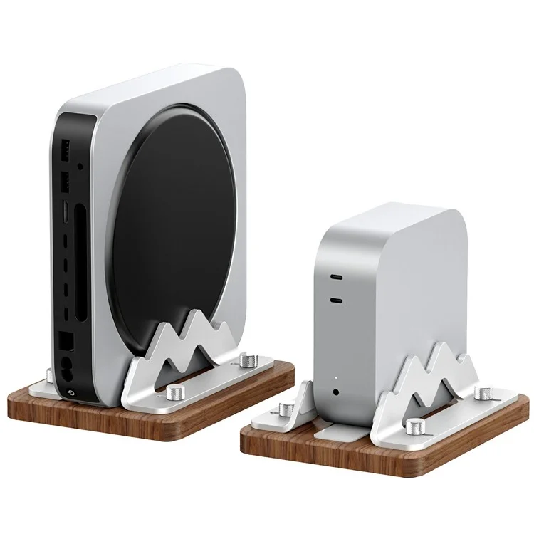 AODUKE AJBZJ03M Mini PC Stand For Mac Mini M4 M3 M2 M1 Walnut Wood Adjustable Width 1-2.2 Inch Vertical Holder