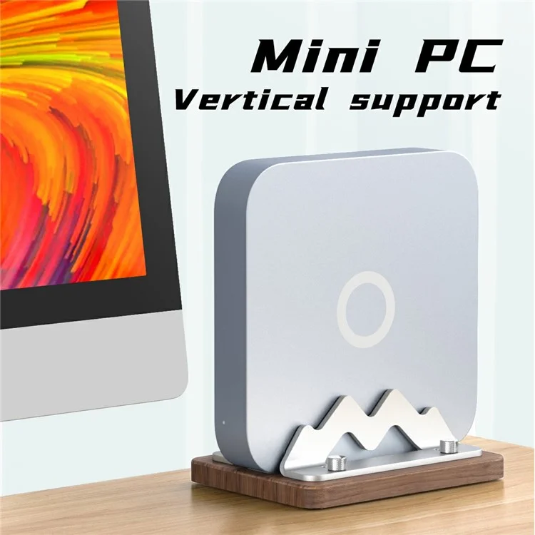 AODUKE AJBZJ03M Mini PC Stand For Mac Mini M4 M3 M2 M1 Walnut Wood Adjustable Width 1-2.2 Inch Vertical Holder