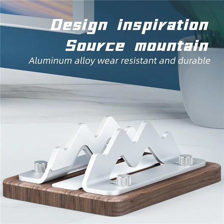 AODUKE AJBZJ03M Mini PC Stand For Mac Mini M4 M3 M2 M1 Walnut Wood Adjustable Width 1-2.2 Inch Vertical Holder