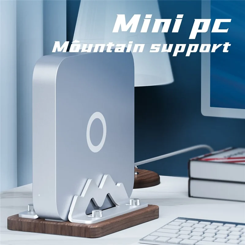 AODUKE AJBZJ03M Mini PC Stand For Mac Mini M4 M3 M2 M1 Walnut Wood Adjustable Width 1-2.2 Inch Vertical Holder