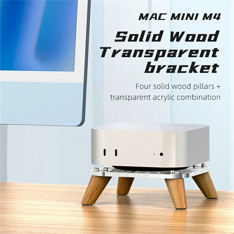 AODUKE AJM4-4 para Mac Mini M4 / M4 Pro Mini PC Soporte de madera de refrigeración vertical