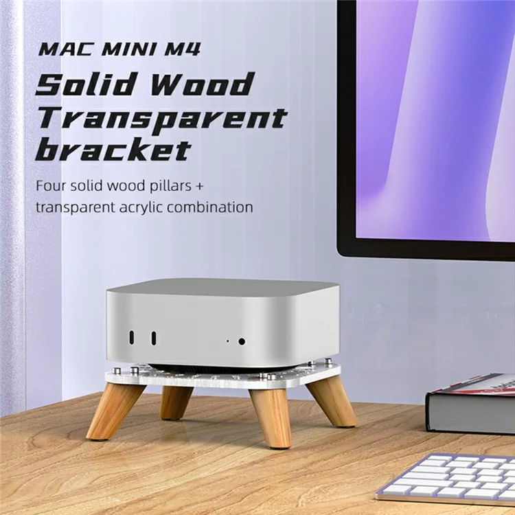 AODUKE AJM4-4 para Mac Mini M4 / M4 Pro Mini PC Soporte de madera de refrigeración vertical