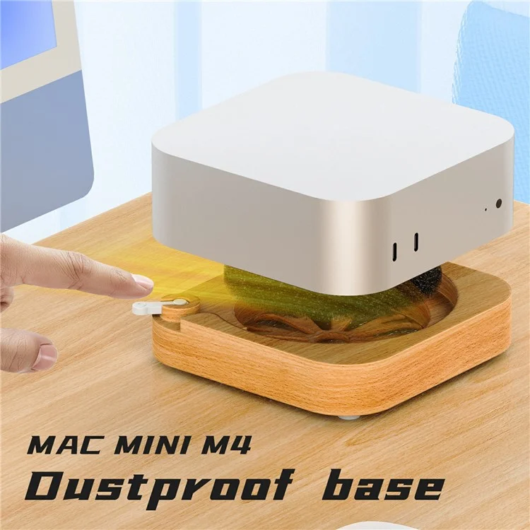 Socle de refroidissement vertical en bois avec interrupteur d'alimentation pour Mac Mini M4 / M4 Pro Mini PC, anti-poussière.
