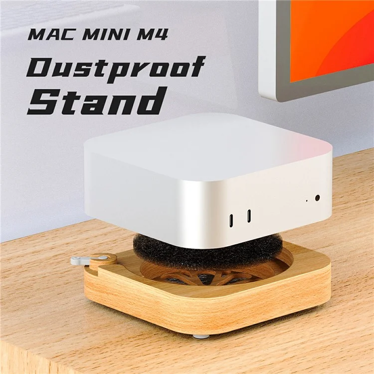 Socle de refroidissement vertical en bois avec interrupteur d'alimentation pour Mac Mini M4 / M4 Pro Mini PC, anti-poussière.