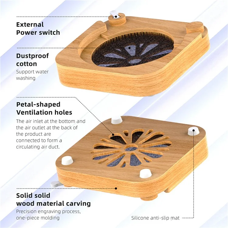 Socle de refroidissement vertical en bois avec interrupteur d'alimentation pour Mac Mini M4 / M4 Pro Mini PC, anti-poussière.