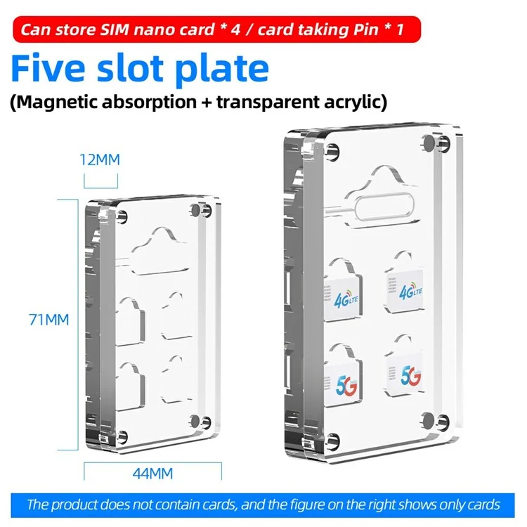 Boîte de rangement pour carte SIM micro AJCX05SIM avec 6 fentes, en acrylique transparent avec éjecteur magnétique