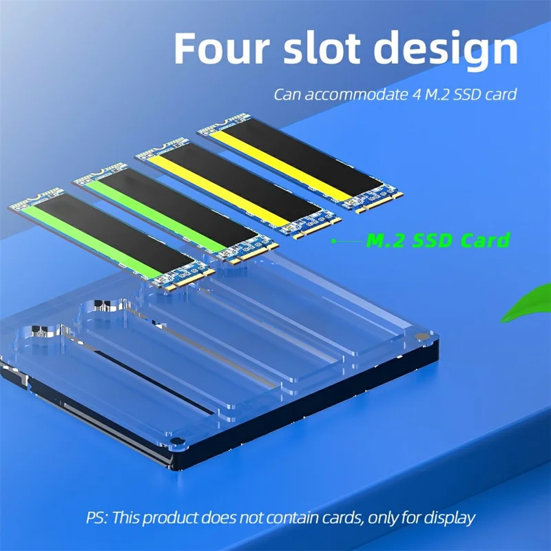 Estojo magnético transparente de armazenamento M.2 SSD AJCX04M2 para SATA 2280mm com 4 slots, caixa de acrílico