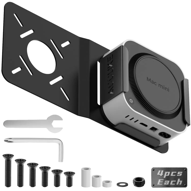 AJM4-BMAX für Mac Mini M4 / M4 Pro Mini PC Ständer Aluminiumlegierung Unter-Schreibtisch-Montagebügel Aufhängehalterung