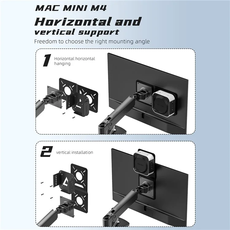 AJM4-BMAX für Mac Mini M4 / M4 Pro Mini PC Ständer Aluminiumlegierung Unter-Schreibtisch-Montagebügel Aufhängehalterung