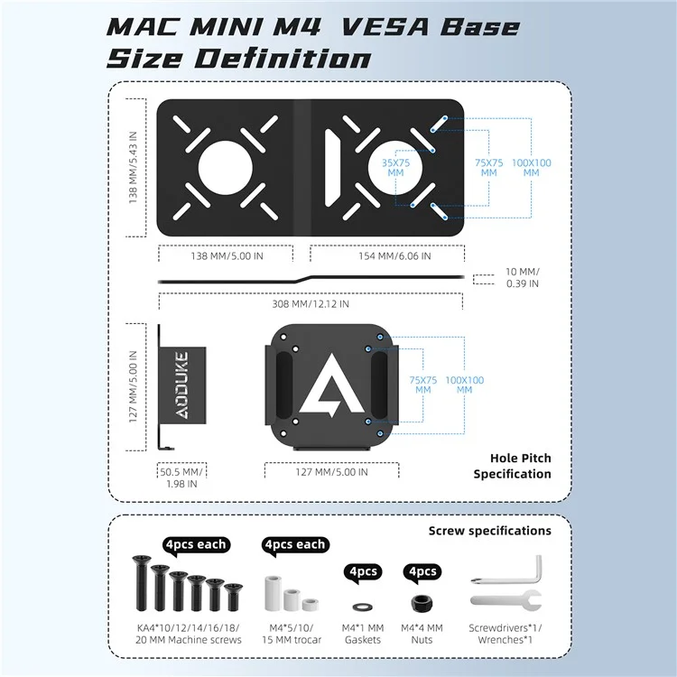 AJM4-BMAX für Mac Mini M4 / M4 Pro Mini PC Ständer Aluminiumlegierung Unter-Schreibtisch-Montagebügel Aufhängehalterung