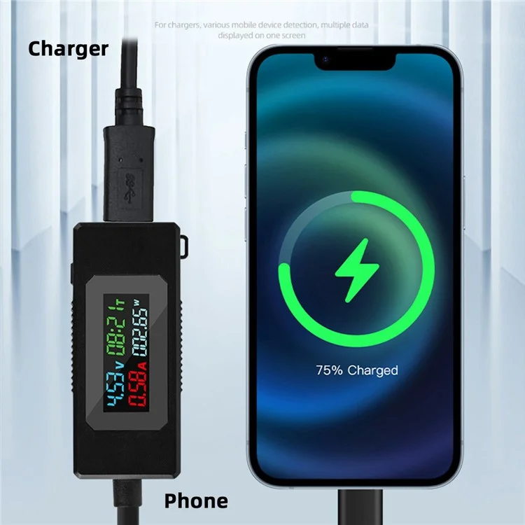 UC-174 Type C Voltage Current Power Capacity Working Time Ammeter Voltmeter USB C Digital Multimeter