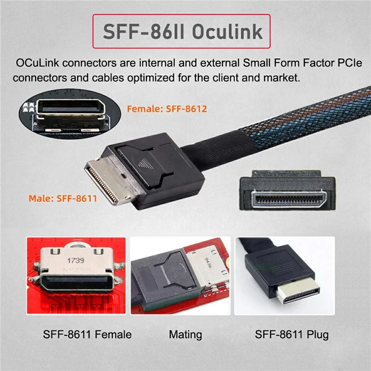 SF-046-2P Dual Oculink SFF-8612 4X to Dual NVME 110mm Adapter Card for Mainboard / Pcie SSD Connection