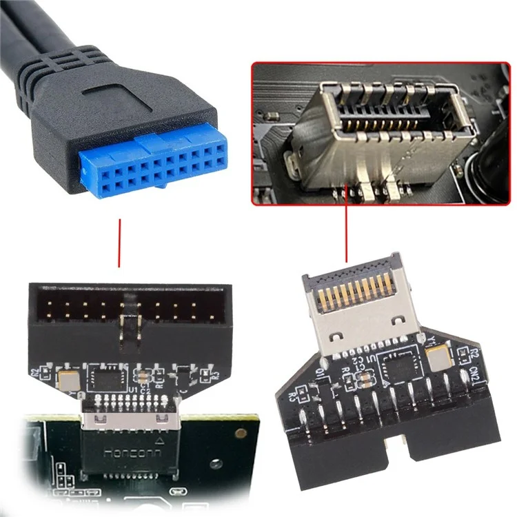 UC-141-TC005 Адаптер-удлинитель с чипом CH334P для передней панели USB 3.1 Type-E IDC разъема на 20-контактный разъем USB 3.0