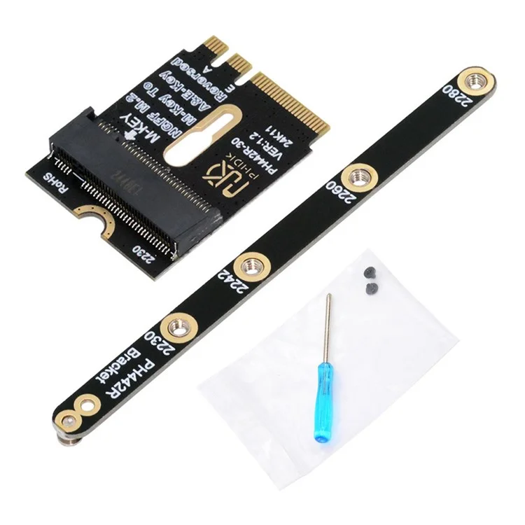 EP-043-BK NGFF A+E-Key Male to NVME M-Key Female Extension Adapter for Laptop Mainboard SSD